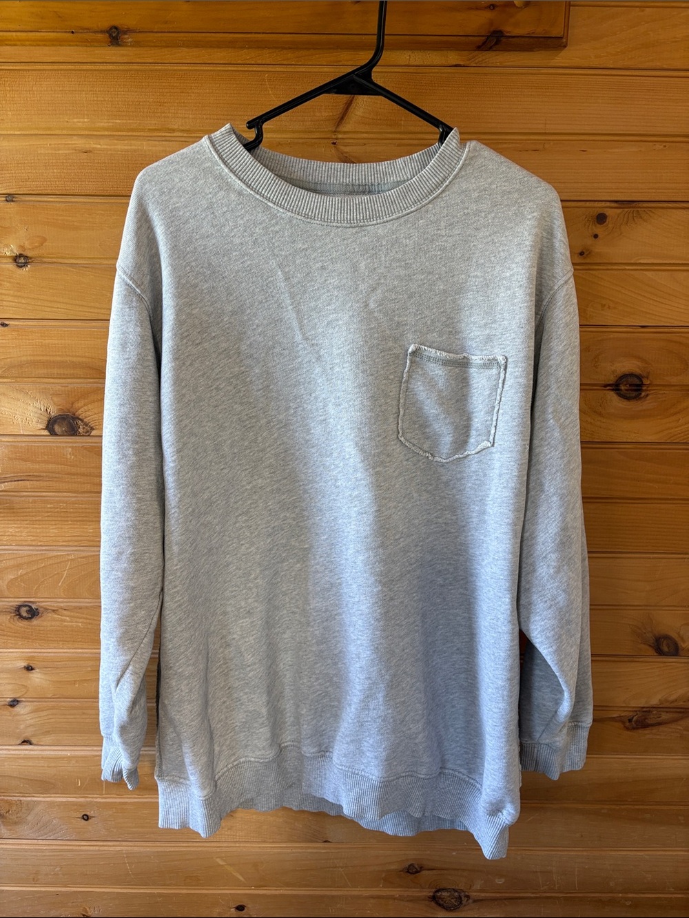 Gray Crewneck Pocket Sweater